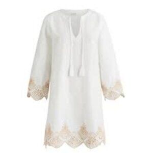 NWT J. Crew Beach Tunic with Seashell Eyelet Trim, White, Size XS